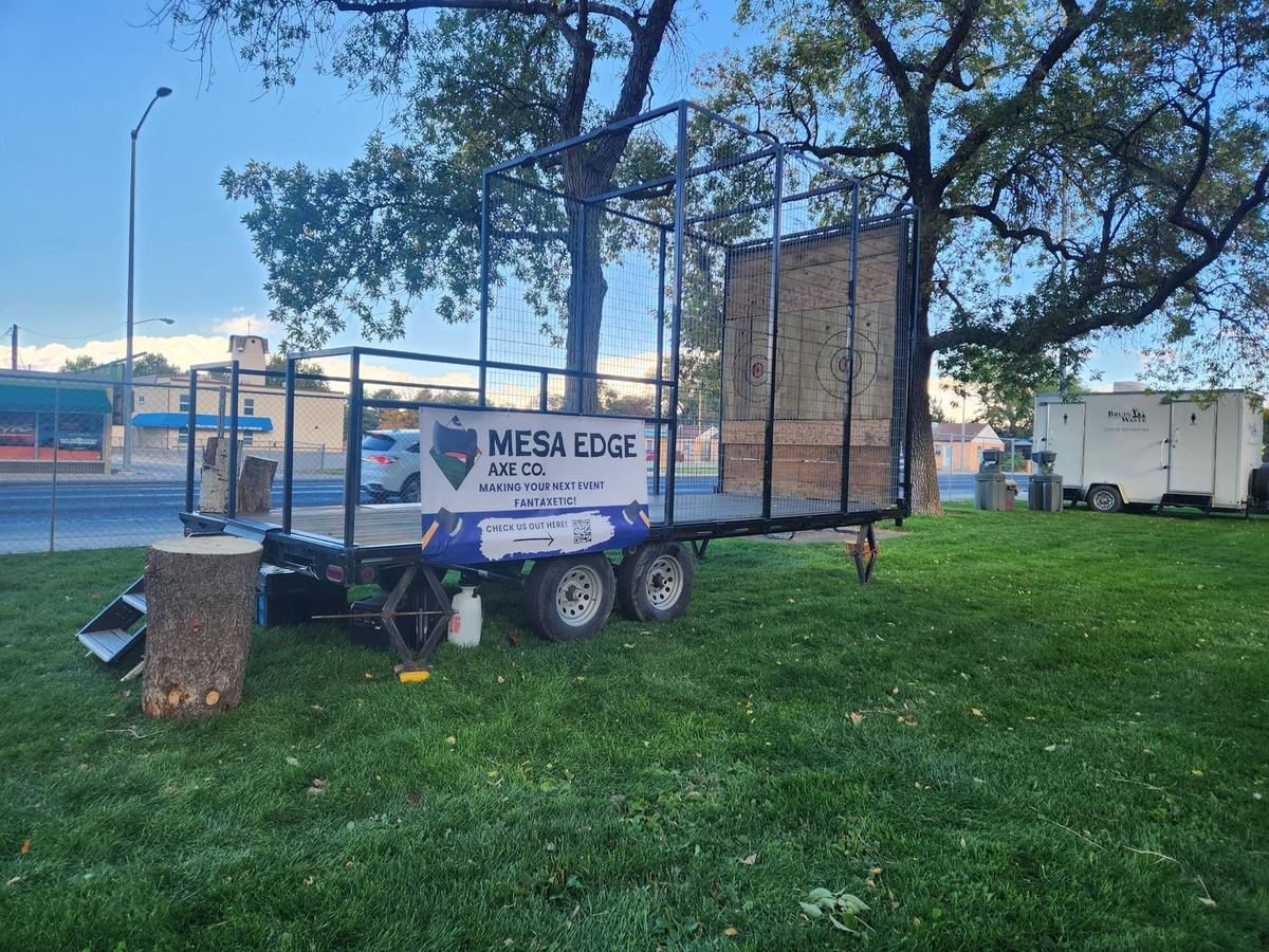 The Mesa Edge trailer range, a fully enclosed axe throwing cage on a trailer